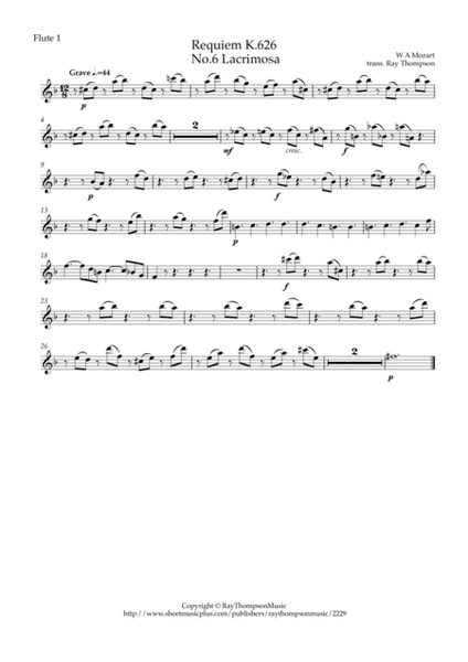 Mozart: Requiem in D minor K626 III.Sequenz No.6 Lacrimosa - symphonic wind image number null