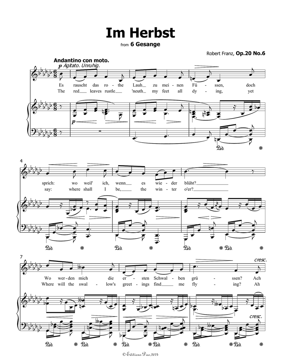 Im Herbst, by Robert Franz, in e flat minor Voice scores gallery preview page 3