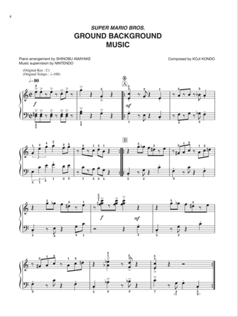 Super Mario Bros. Ground Background Music Easy Piano scores gallery preview page 1