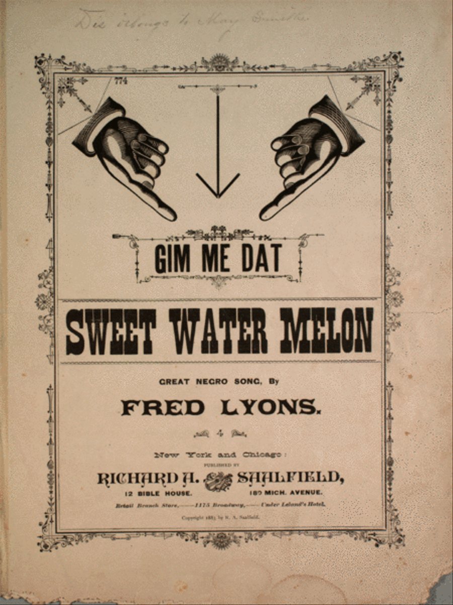 Gim Me Dat Sweet Water Melon. Great Negro Song 4-Part scores gallery preview page 1