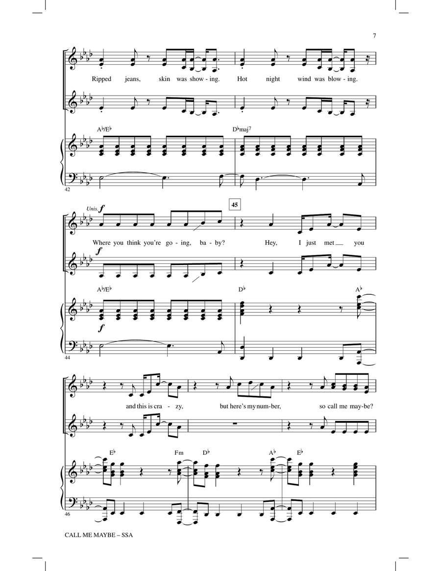 Call Me Maybe SSA scores gallery preview page 6