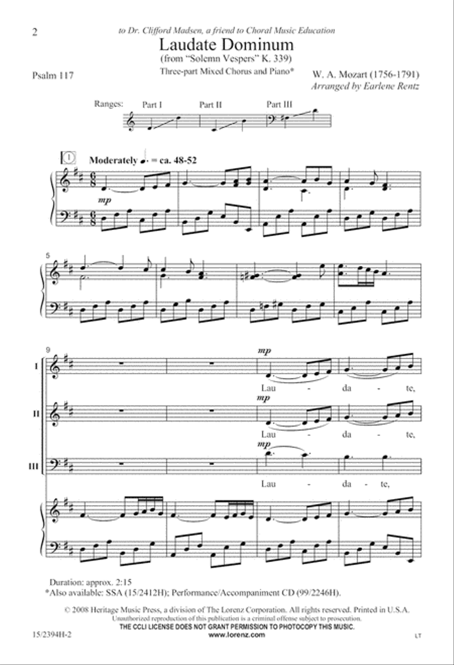 Laudate Dominum Laudate Dominum 3-Part scores gallery preview page 3