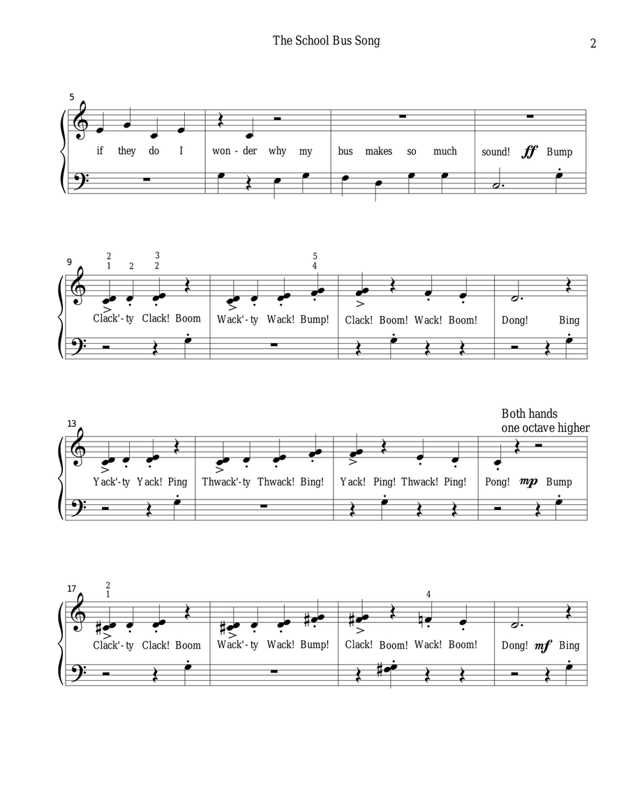 The School Bus Song (Early Elementary Piano, Easy) Piano Method scores gallery preview page 2
