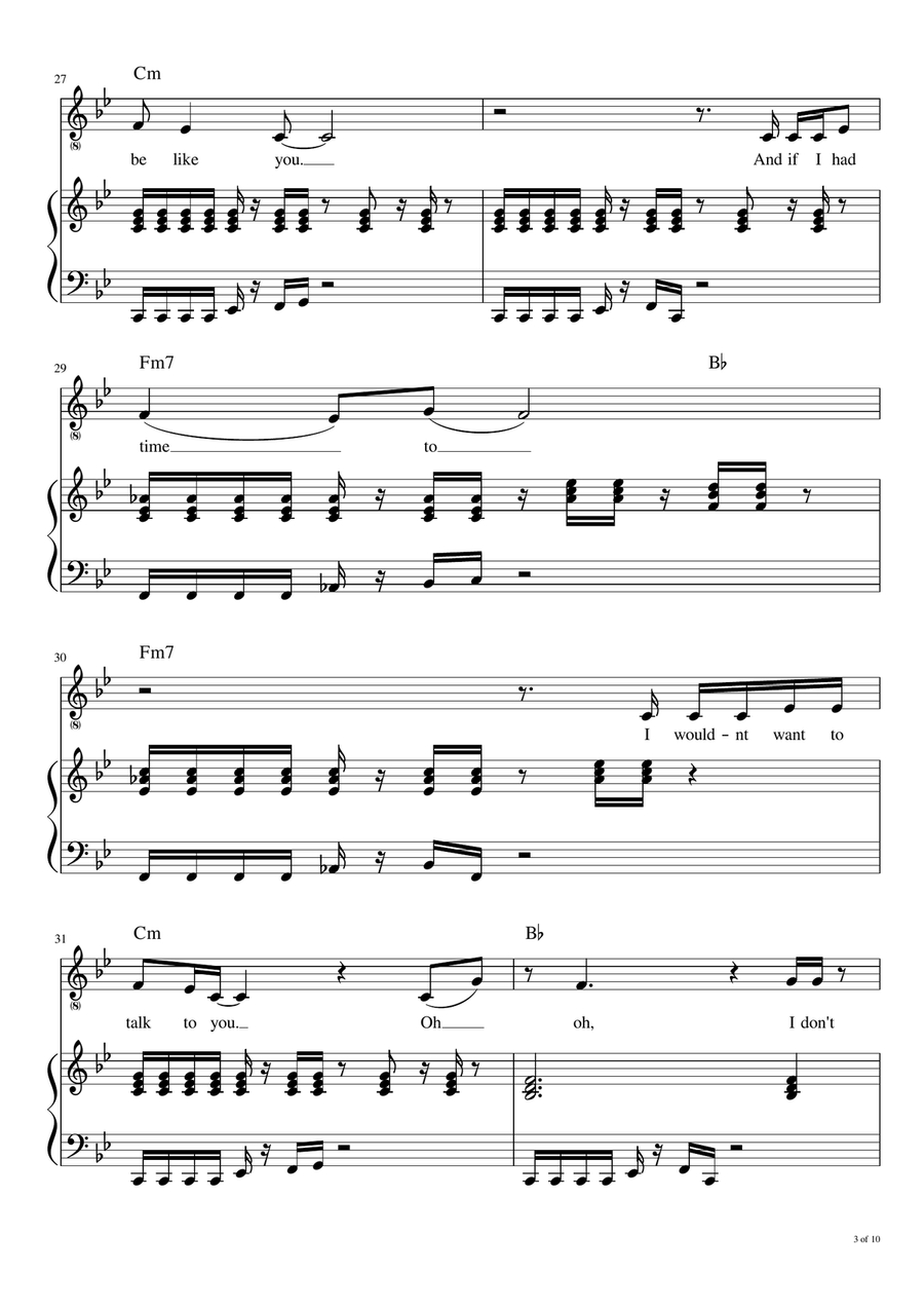 I Wouldn't Want To Be Like You Voice scores gallery preview page 4
