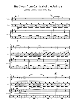 The Swan - Saint-Saens - Violin and Cello Duet w/ Piano