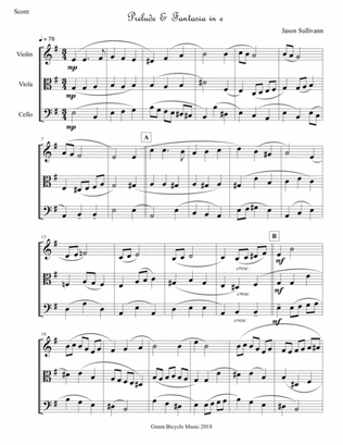 Prelude & Fantasia in e for String Trio