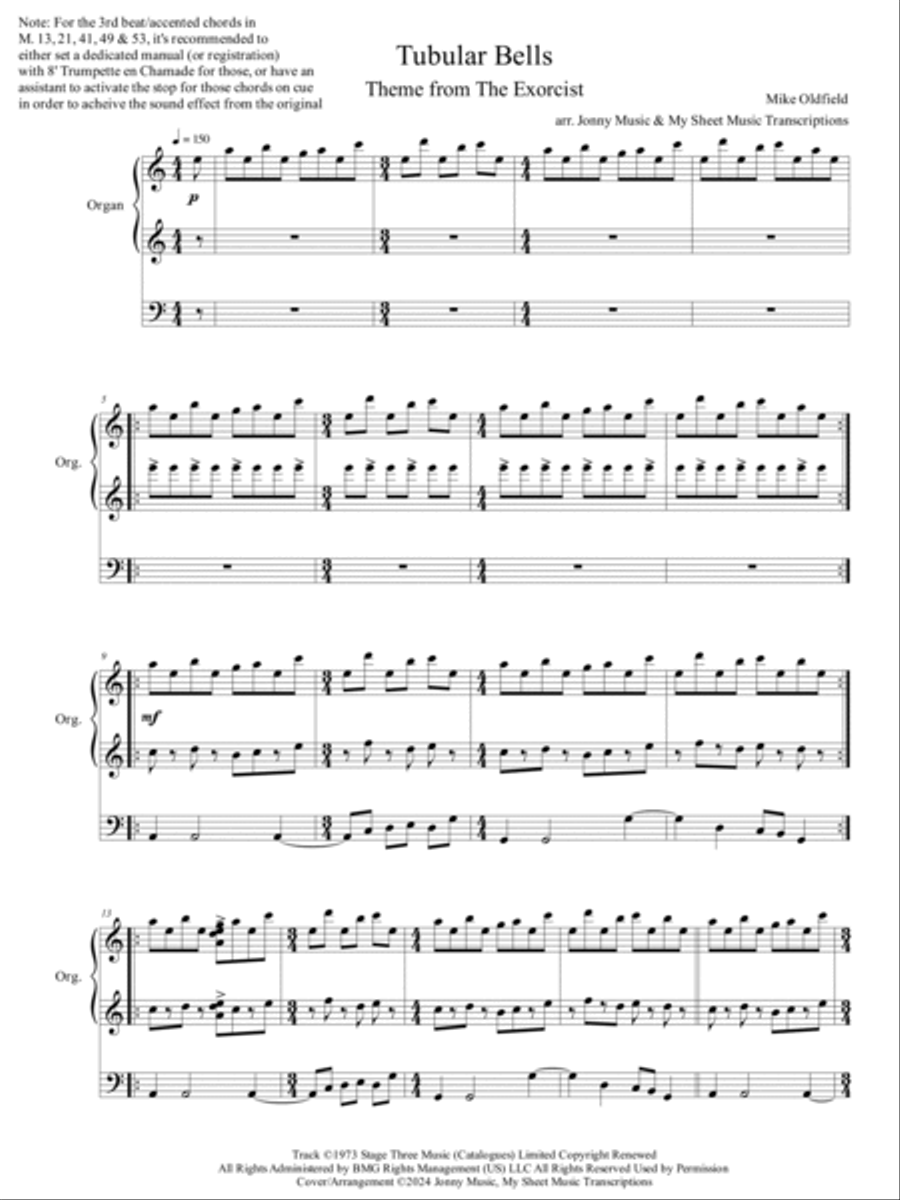 Tubular Bells Organ Solo scores gallery preview page 2