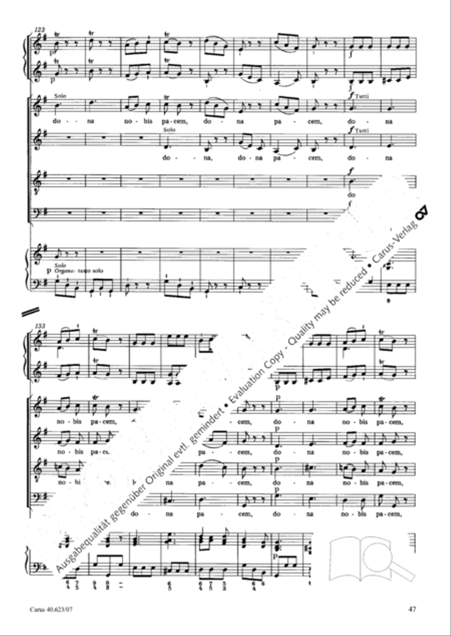 Missa brevis in G major 4-Part scores gallery preview page 48