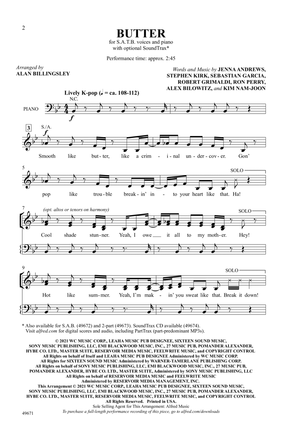 Butter Butter Choir scores gallery preview page 1