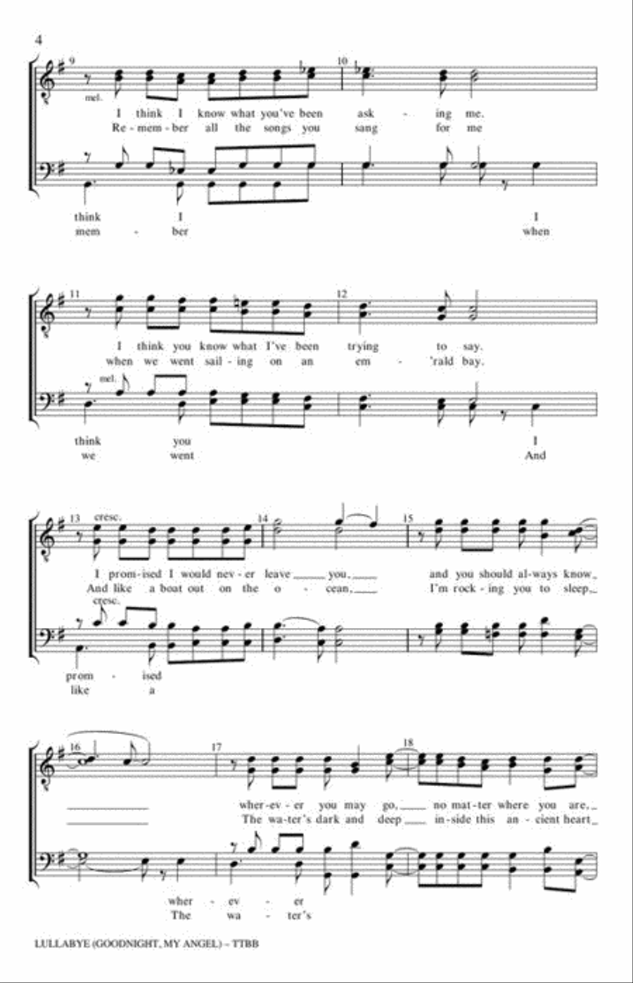 Lullabye (Goodnight, My Angel) TTBB scores gallery preview page 4