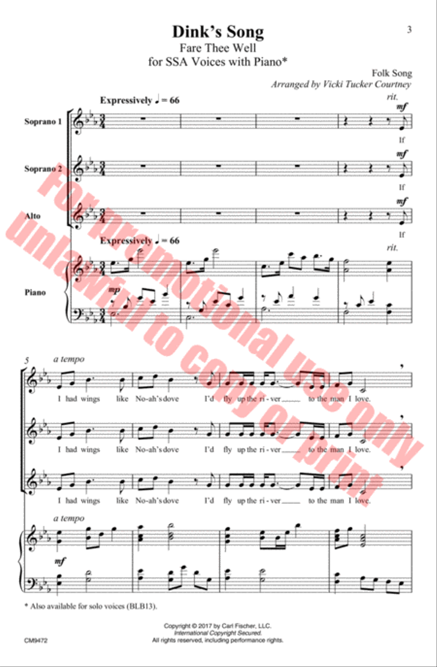 Dink's Song SSA scores gallery preview page 4