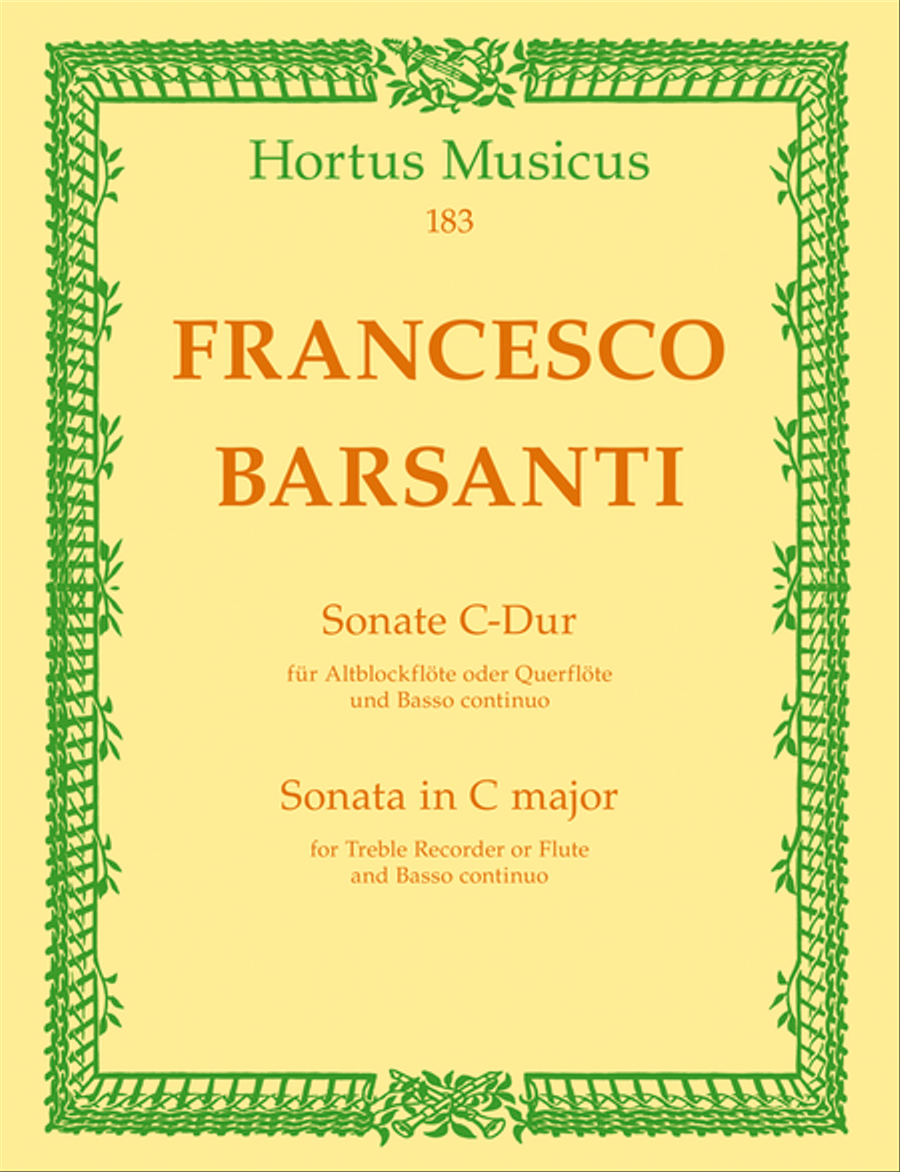 Sonate for Treble Recorder or Flute and Basso continuo C major Flute scores gallery preview page 1