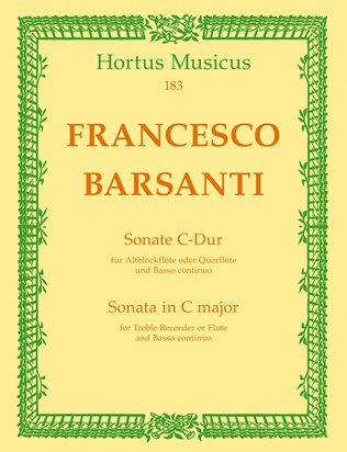 Book cover for Sonate for Treble Recorder or Flute and Basso continuo C major