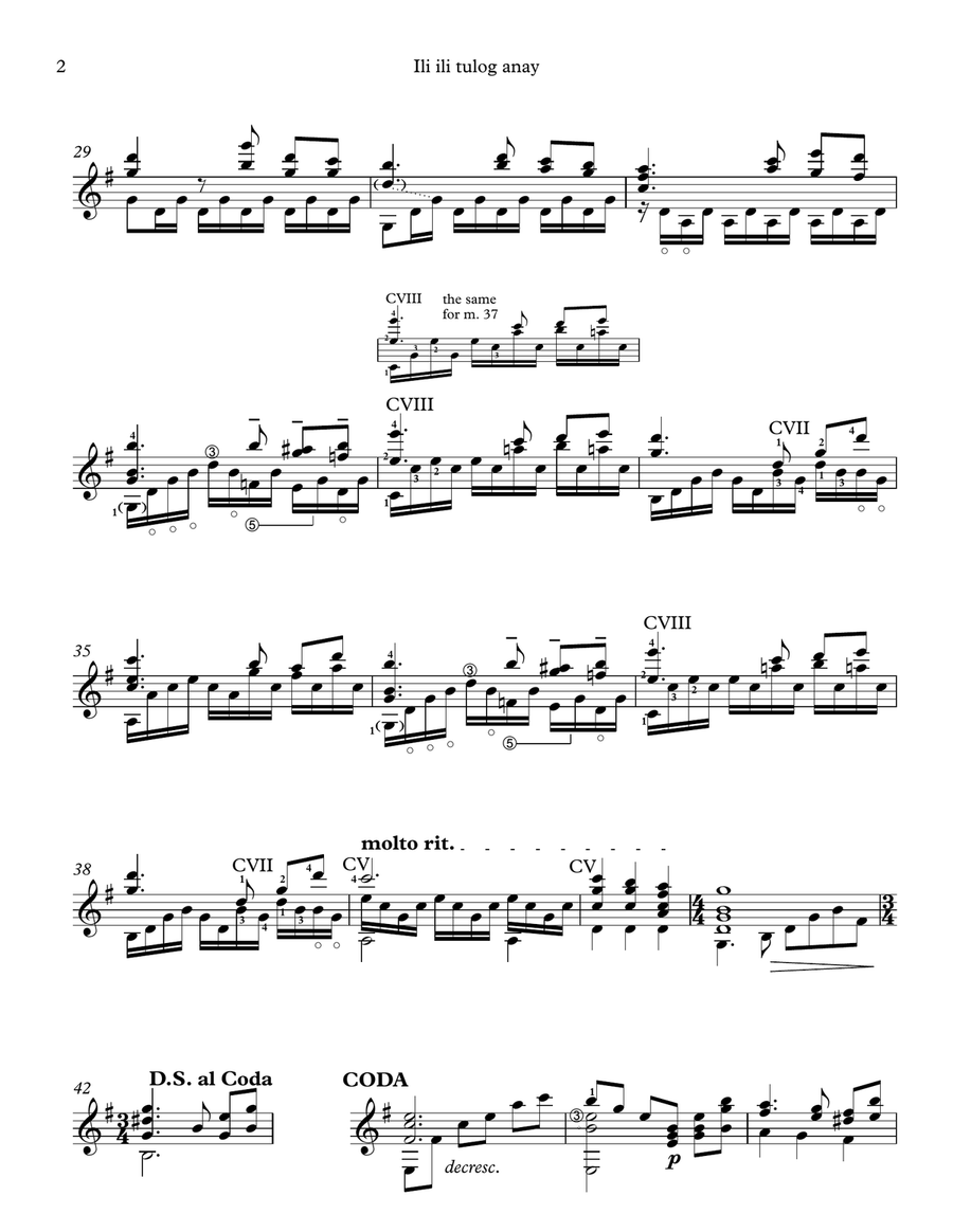 Ili ili, tulog anay for guitar solo
