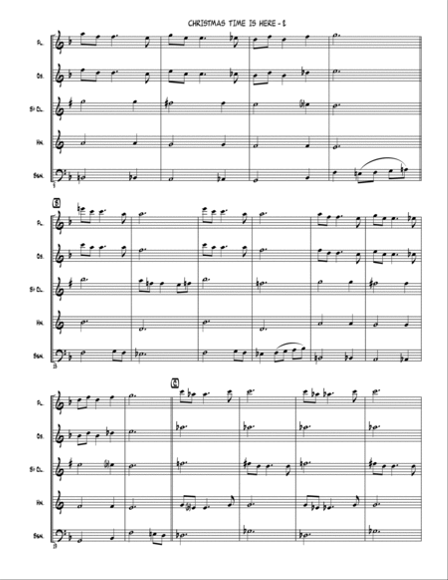 Christmas Time Is Here Christmas Time Is Here Woodwind Quintet scores gallery preview page 3