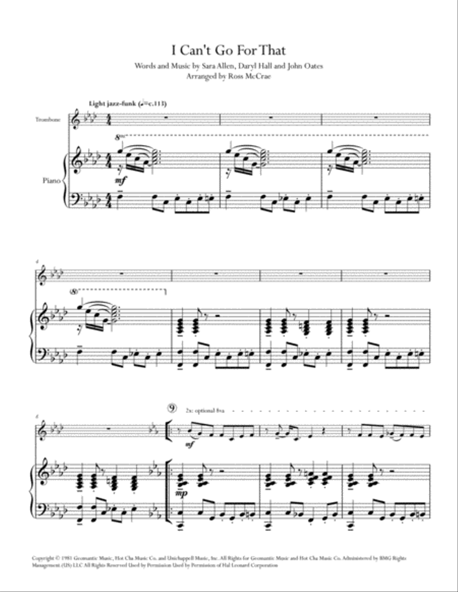 I Can't Go For That Piano scores gallery preview page 4