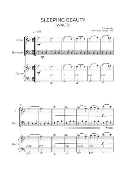 SLEEPING BEATY WALTZ - TCHAIKOVSKY - WIND PIANO TRIO (FLUTE, BASSOON & PIANO) image number null