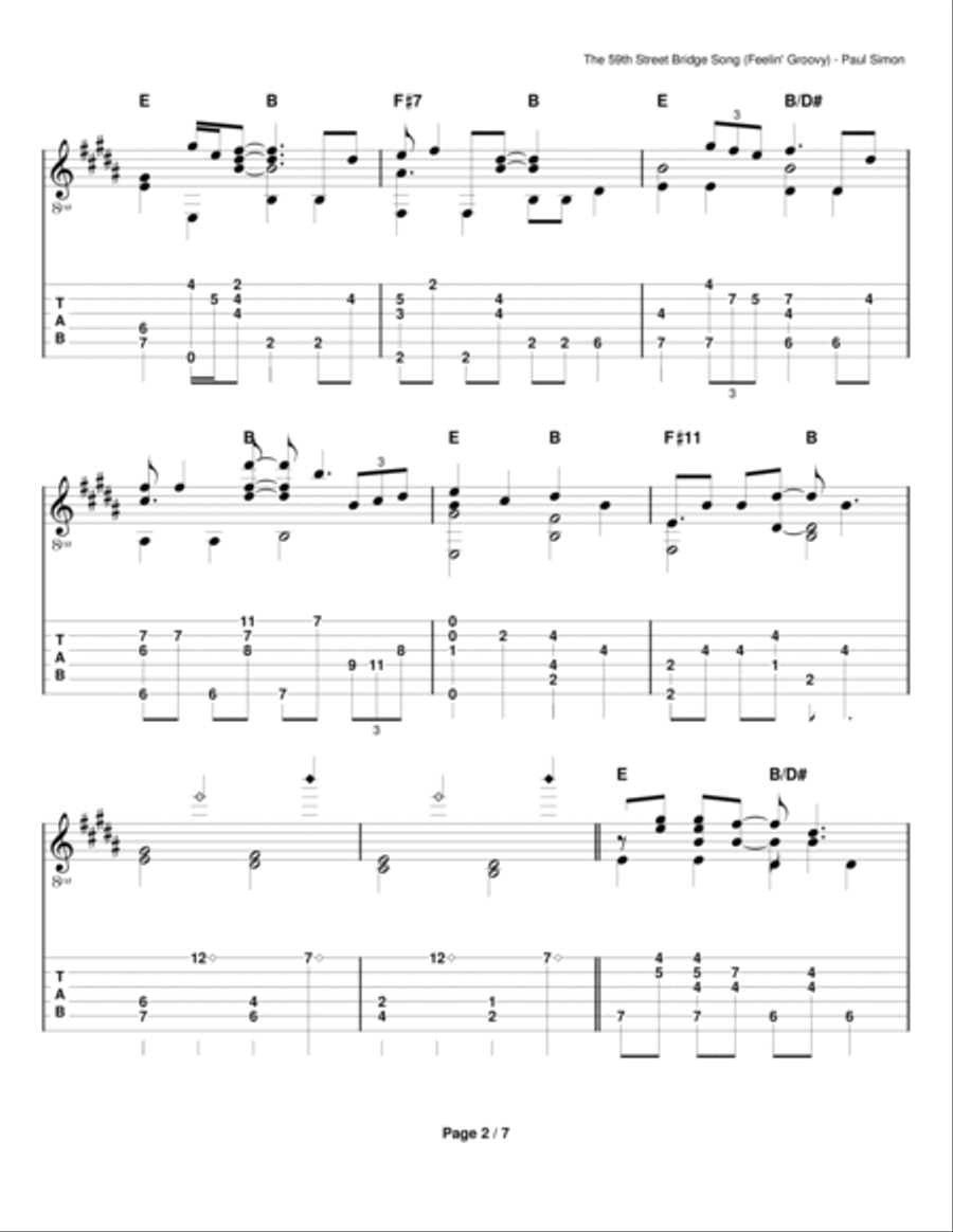The 59th Street Bridge Song (feelin' Groovy) Electric Guitar scores gallery preview page 2