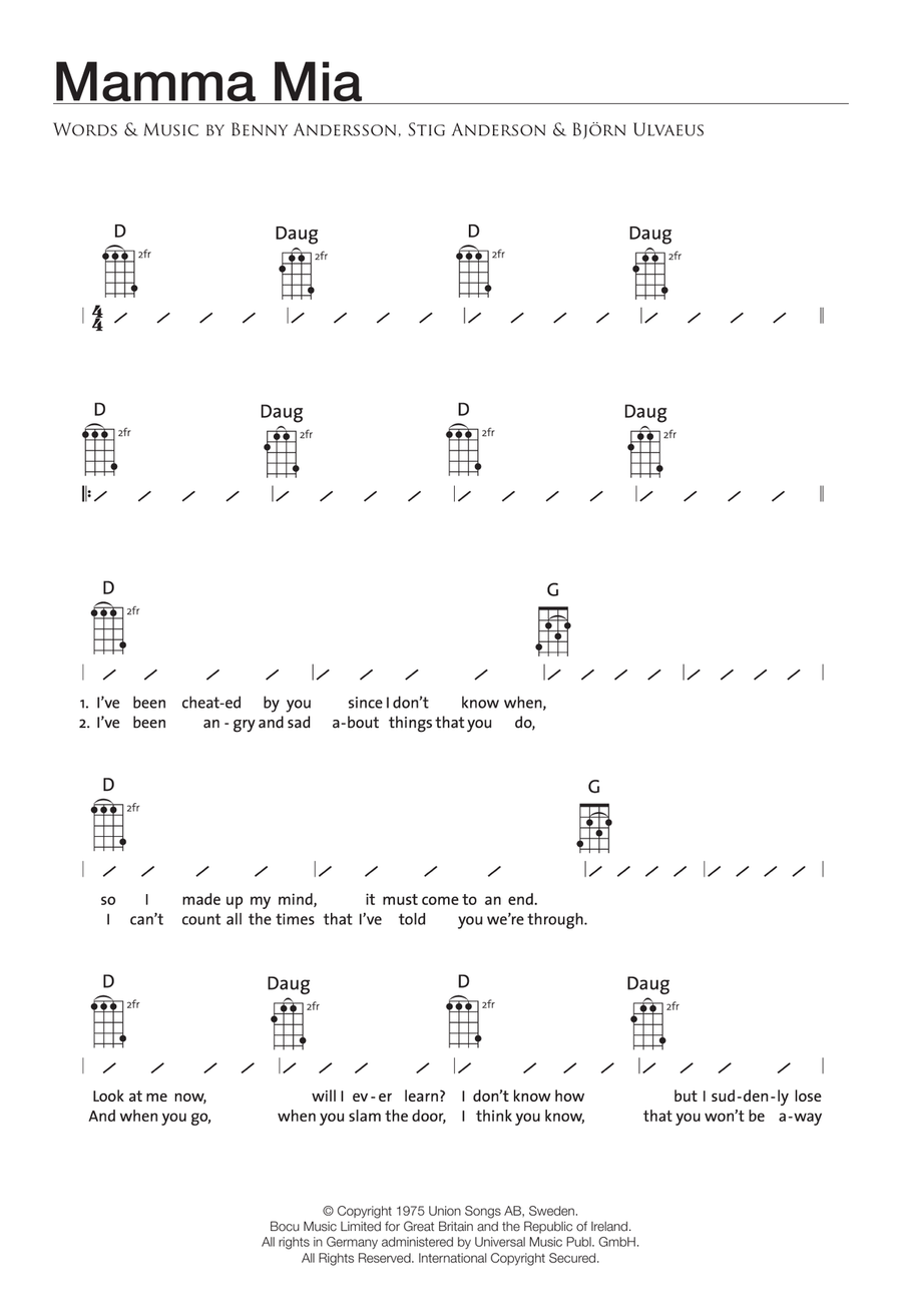 Mamma Mia Ukulele scores gallery preview page 1