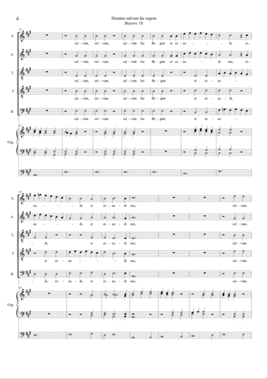 BUXTEHUDE - Domine salvum fac regem; Buxwv 18 Choir scores gallery preview page 4