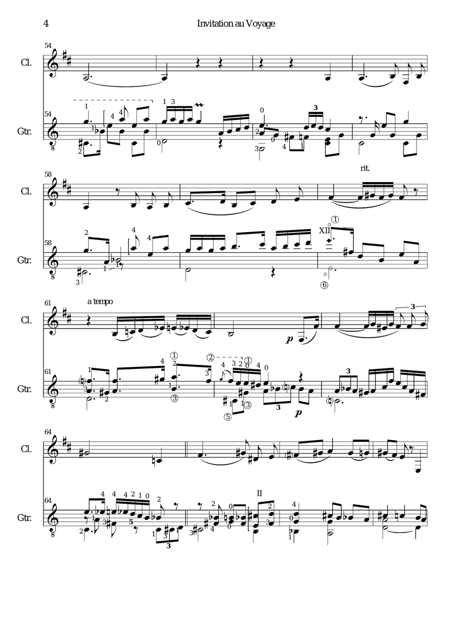 Invitation to the journey (Diepenbrock) for clarinet and guitar Clarinet scores gallery preview page 4
