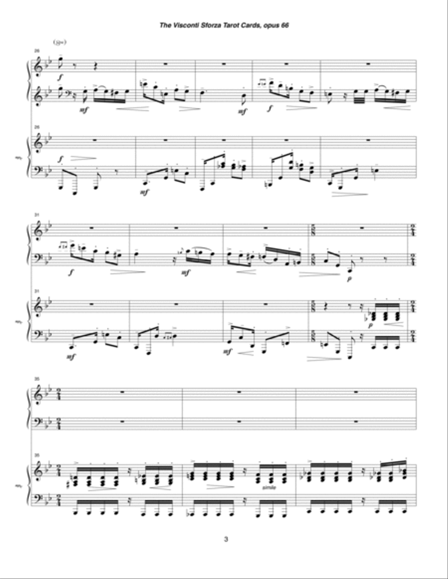 Visconti Sforza Tarot Cards, opus 66 ... Twenty Two Salon Pieces For Two Pianos (1996) 16 Il Diavolo 2 Pianos, 4-Hands scores gallery preview page 3