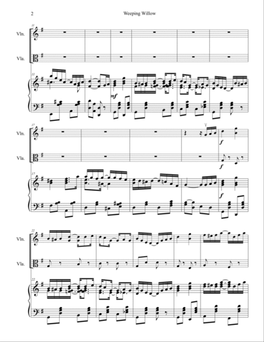 Weeping Willow Trio for Violin, Viola and Piano