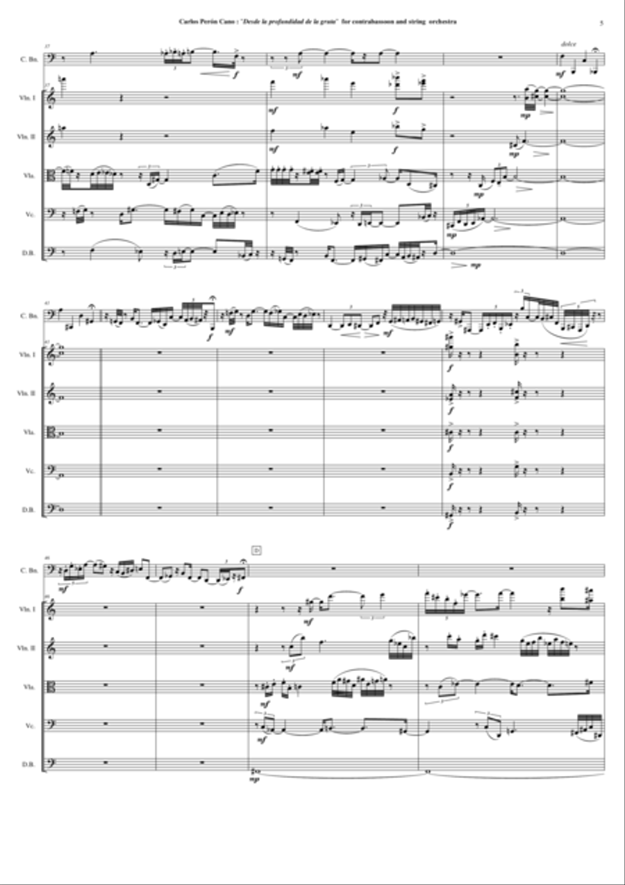 Carlos Perón Cano: Desde la profundidad de la gruta for contrabassoon and string orchestra - score a Chamber Orchestra scores gallery preview page 5