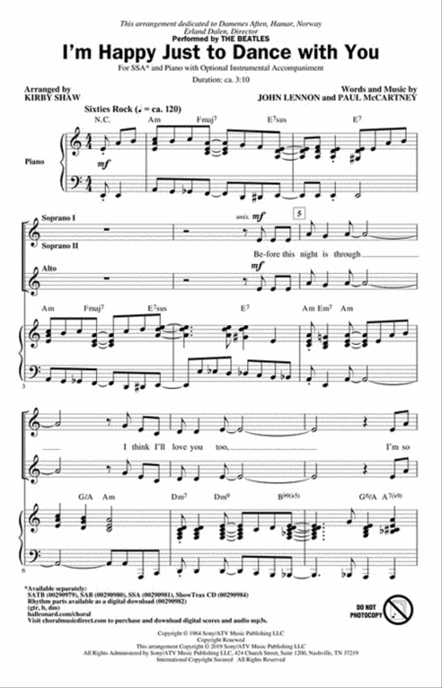 I'm Happy Just to Dance with You SSA scores gallery preview page 2