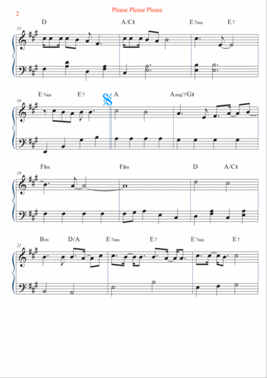 Please Please Please Easy Piano scores gallery preview page 2