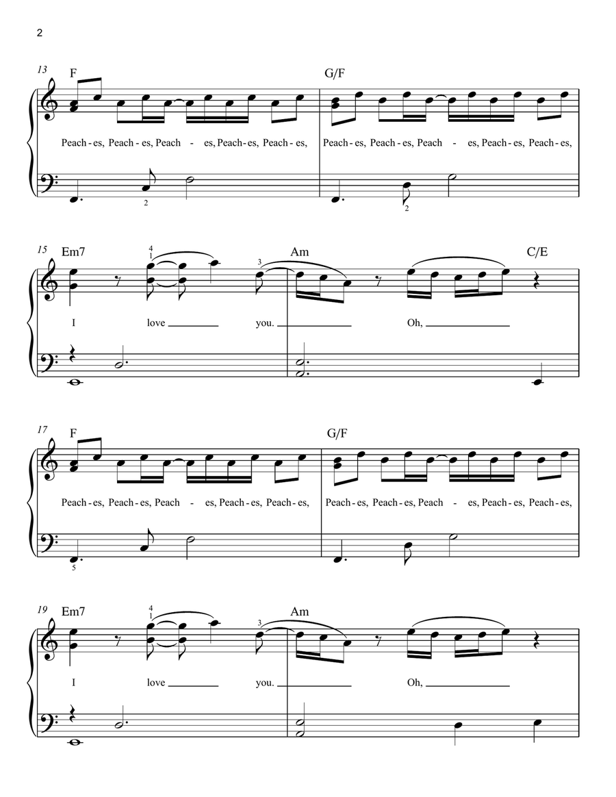 Peaches-The Super Mario Bros Movie OST- Free Piano Sheet Music