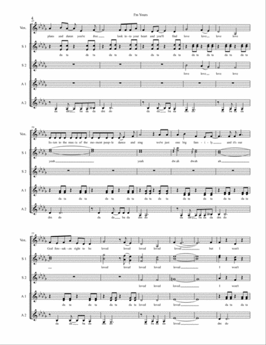 I'm Yours I'm Yours SSA scores gallery preview page 4