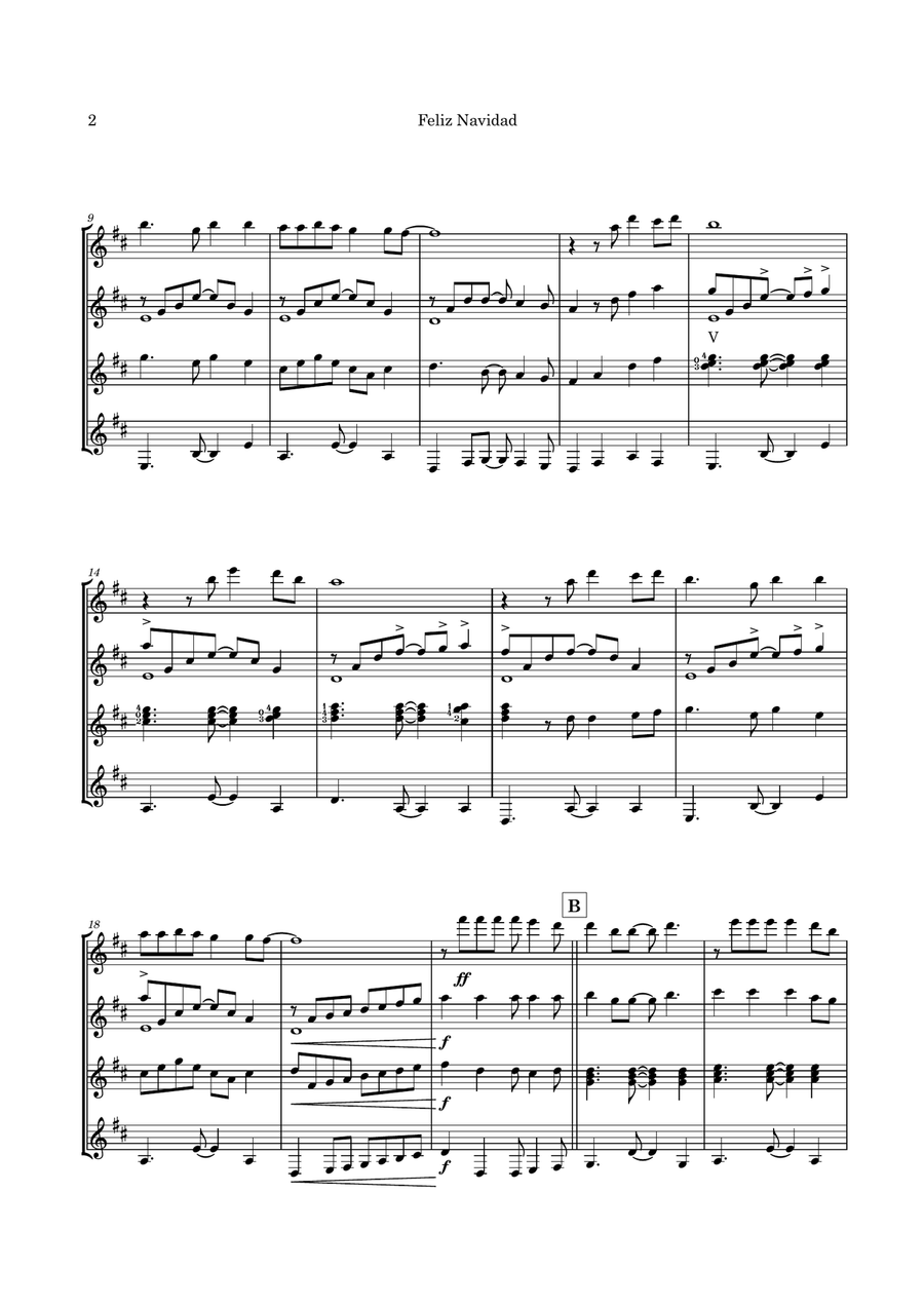 Feliz Navidad Guitar Ensemble scores gallery preview page 5