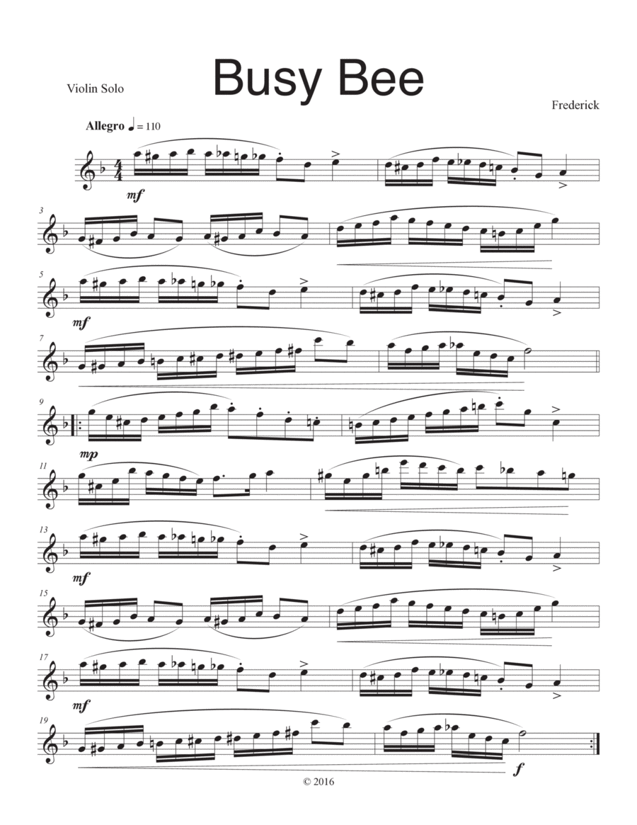 Busy Bee (Violin Solo) Violin Solo scores gallery preview page 1