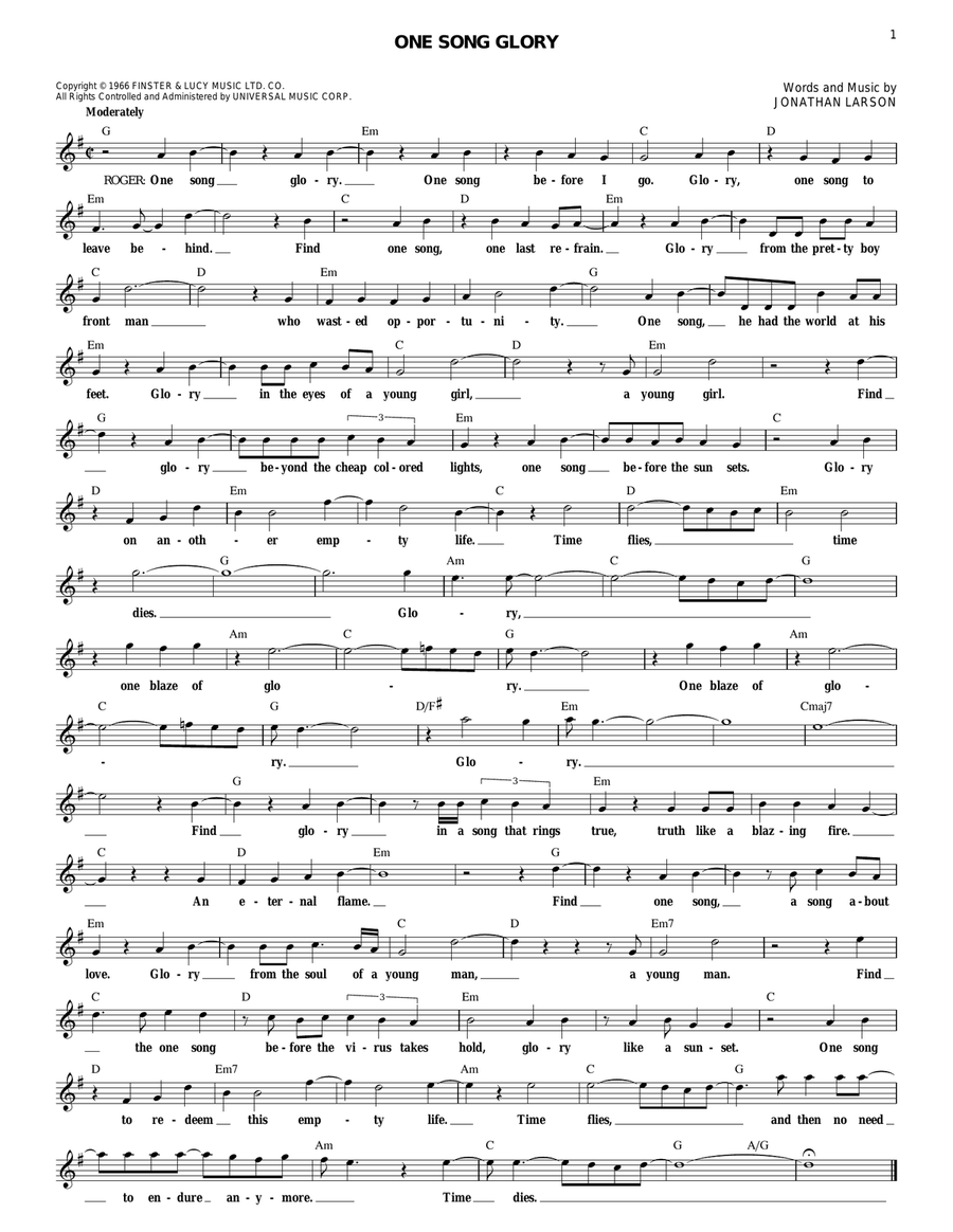 One Song Glory