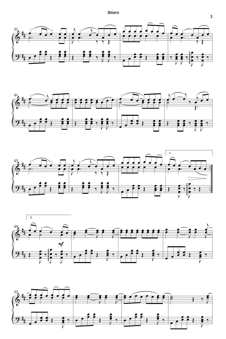 Shivers Piano Solo scores gallery preview page 3
