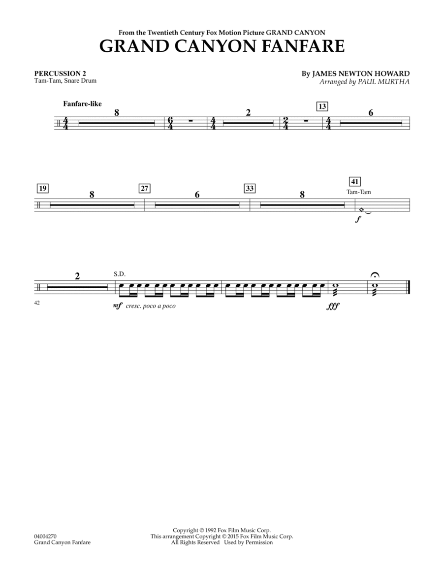 Grand Canyon Fanfare - Percussion 2 Percussion scores gallery preview page 1