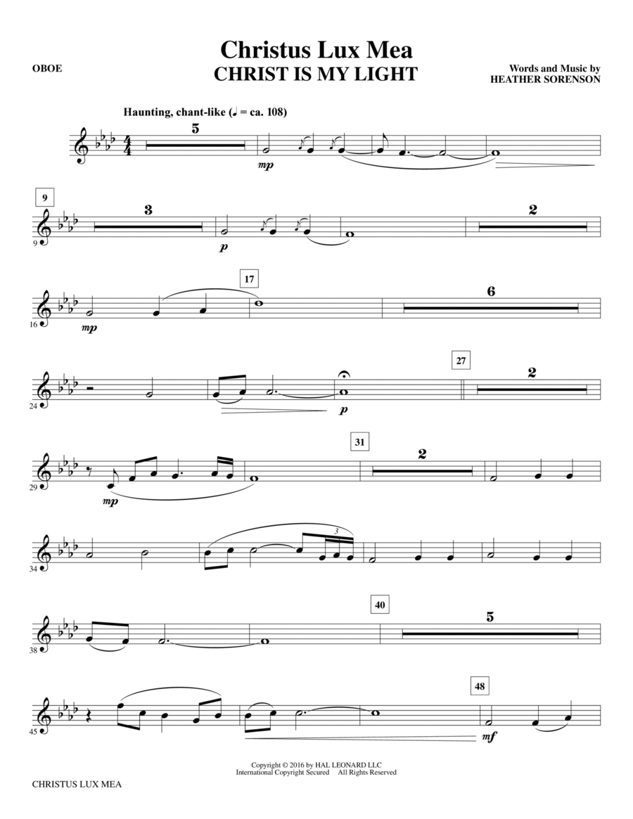 Christus Lux Mea - Oboe Christus Lux Mea - Oboe Choir scores gallery preview page 1