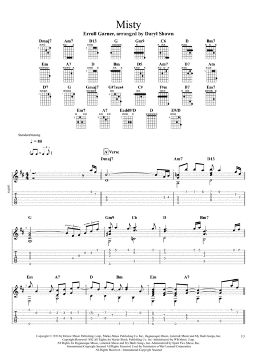 Misty Electric Guitar scores gallery preview page 1