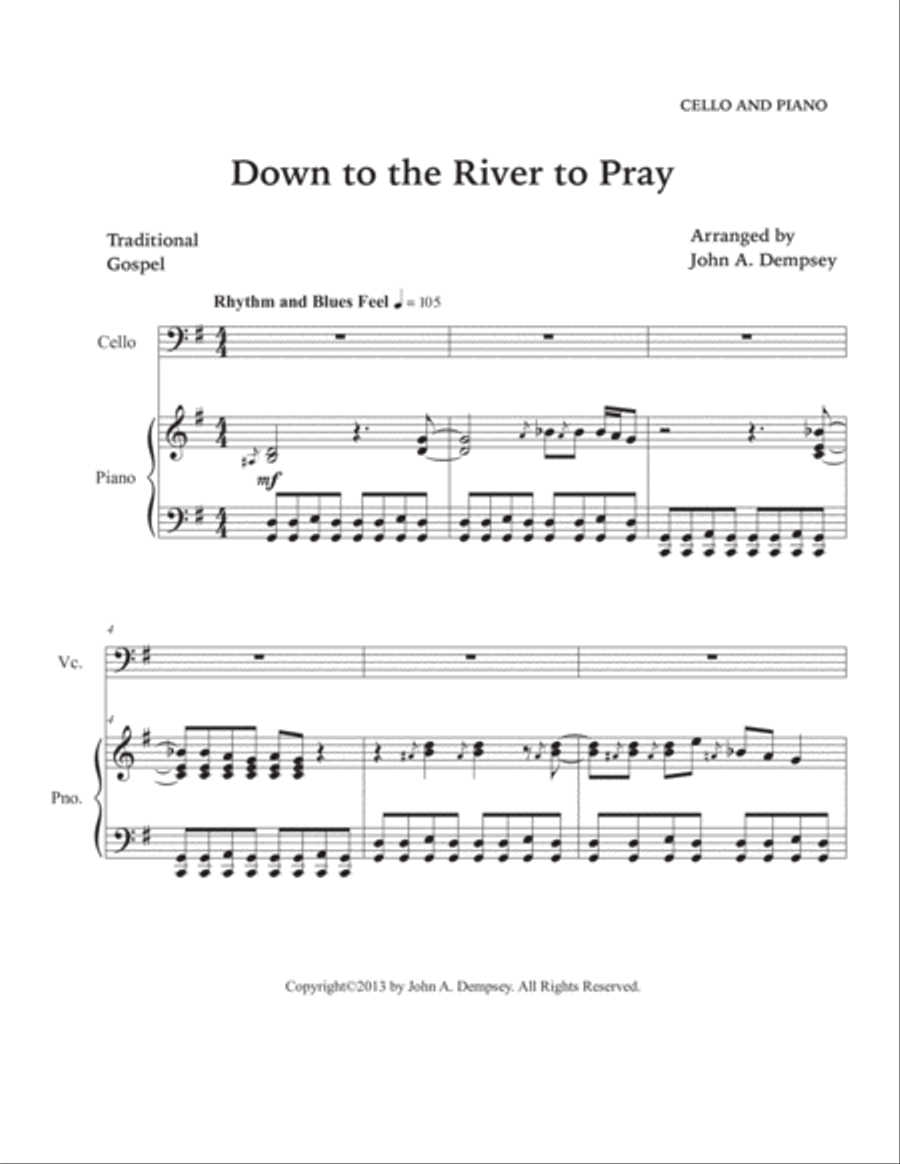 Down to the River to Pray (Cello and Piano) Piano scores gallery preview page 5