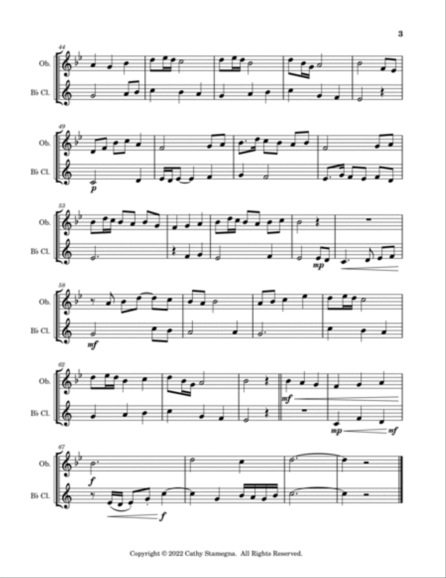 The First Noel (Oboe/Bb Clarinet Duet) Woodwind Duet scores gallery preview page 4