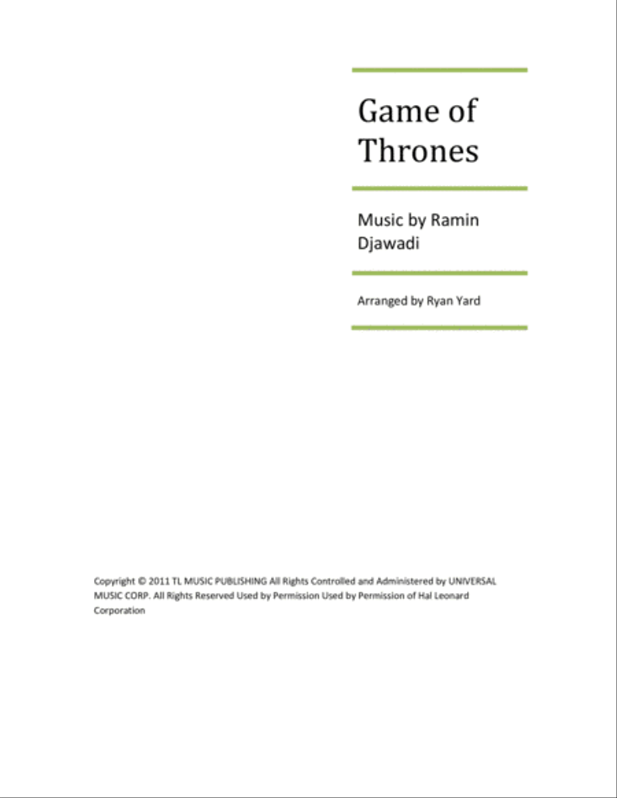 Game Of Thrones Game Of Thrones Piano Solo scores gallery preview page 1