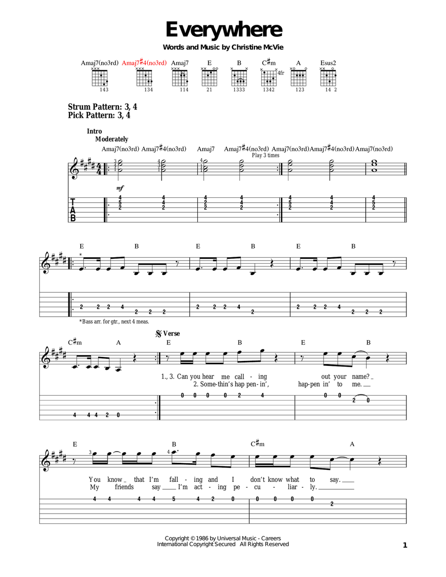 Everywhere Acoustic Guitar scores gallery preview page 1