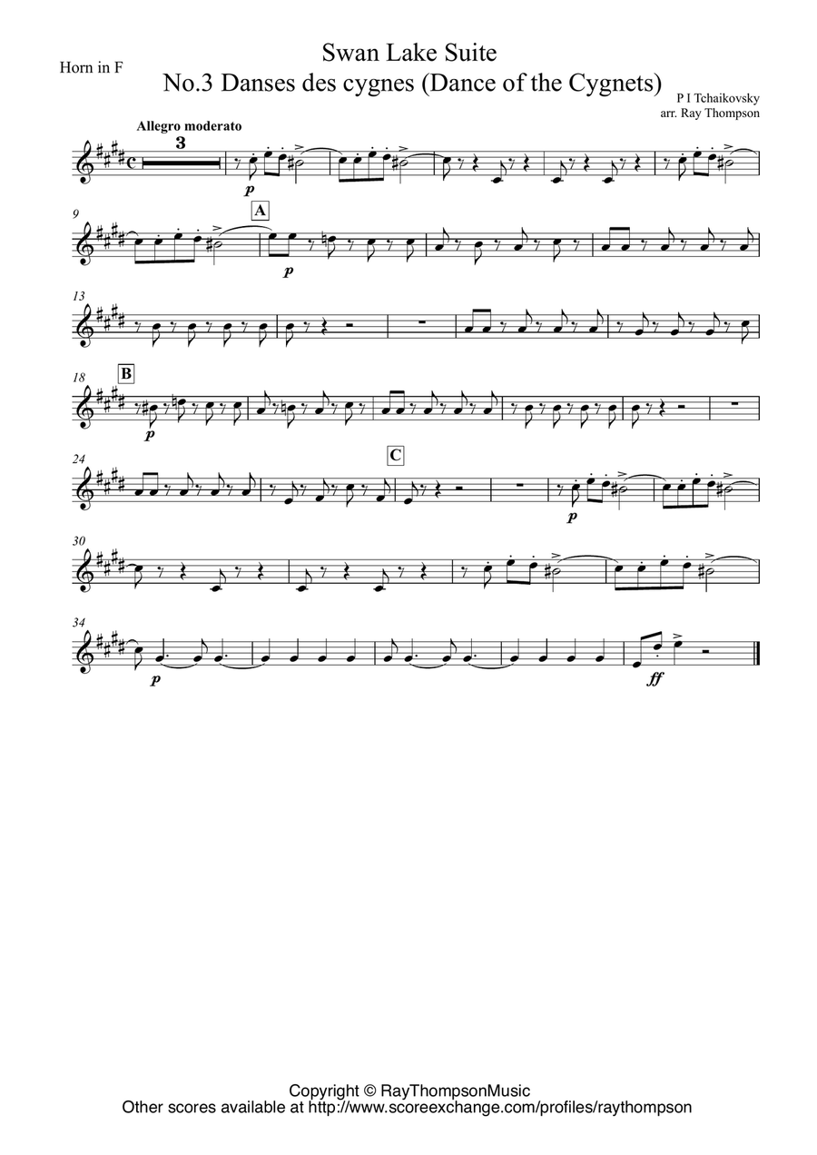 Tchaikovsky: Swan Lake Suite Op.20a No.3 Danse des Petite Cygnes-Dance of the Cygnets - wind quintet Woodwind Quintet scores gallery preview page 5