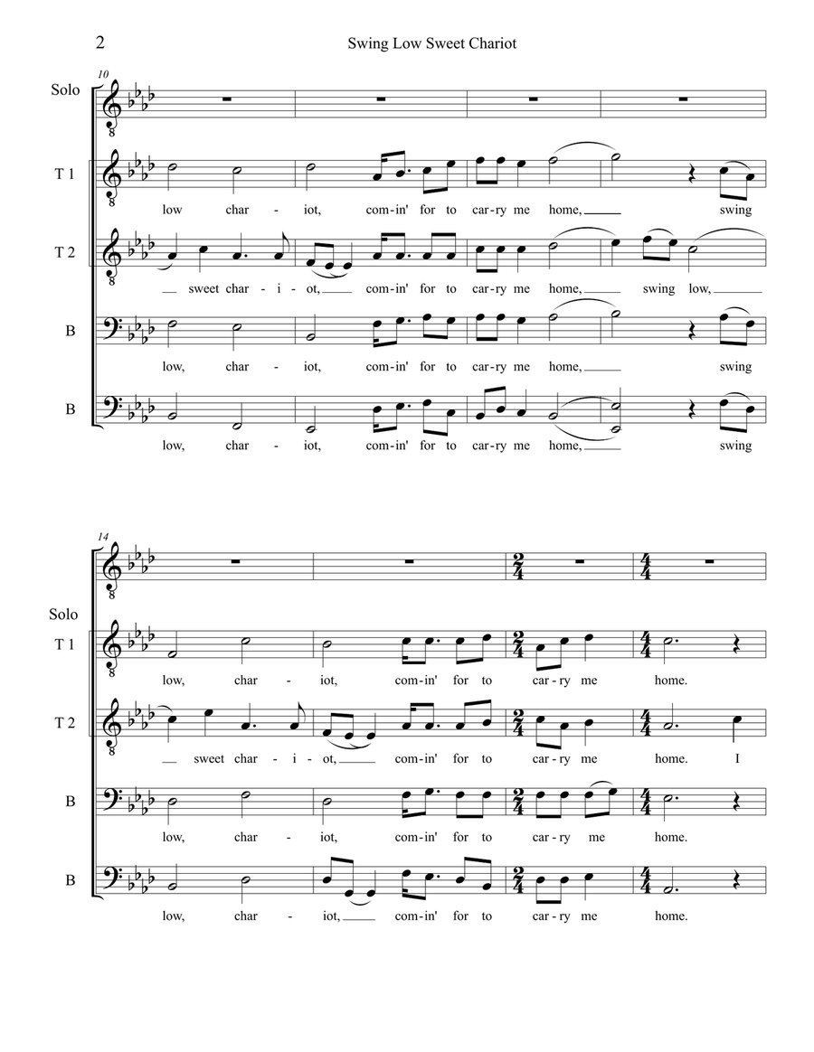 Swing Low Sweet Chariot TTBB TTBB scores gallery preview page 2