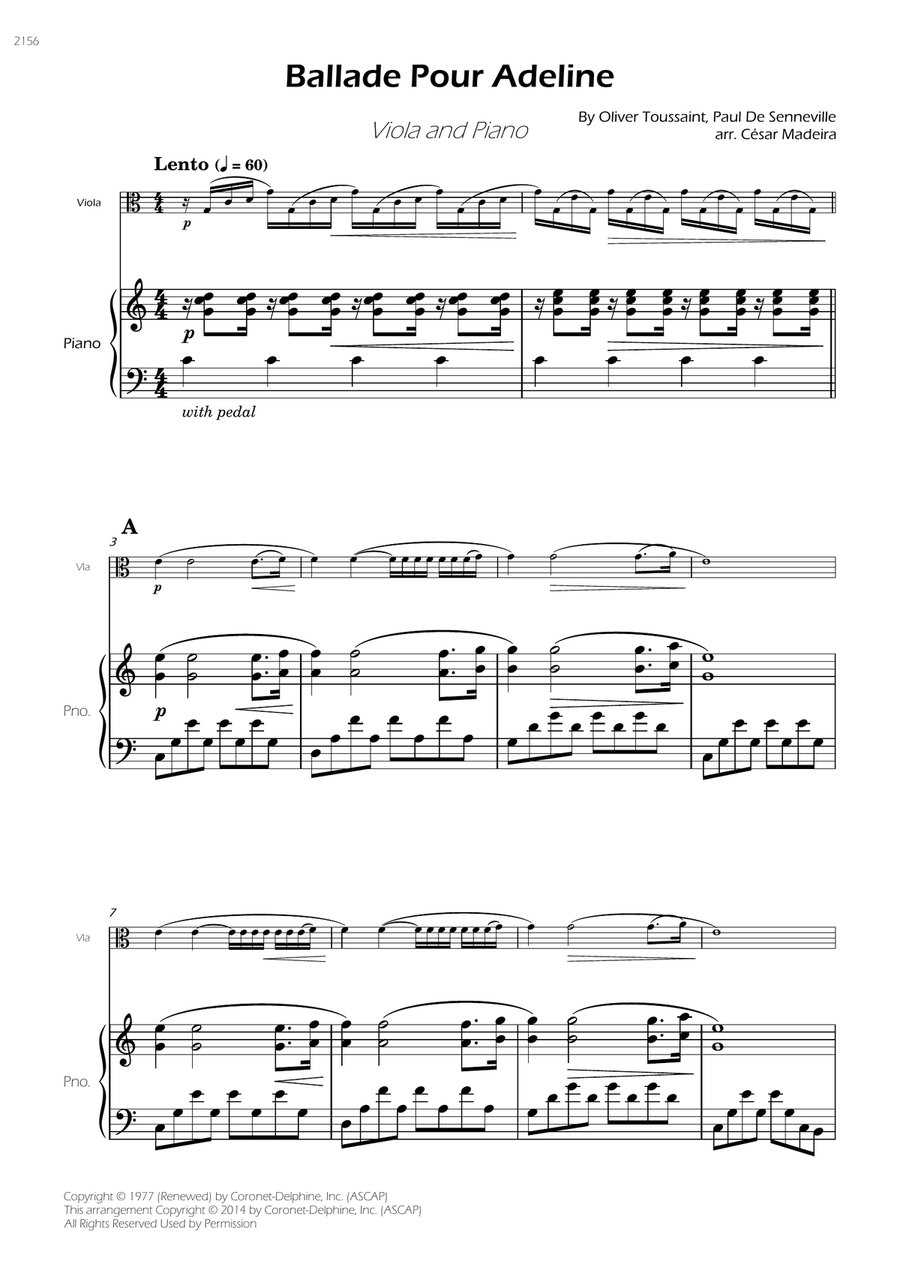 Ballade Pour Adeline Ballade Pour Adeline Viola scores gallery preview page 3