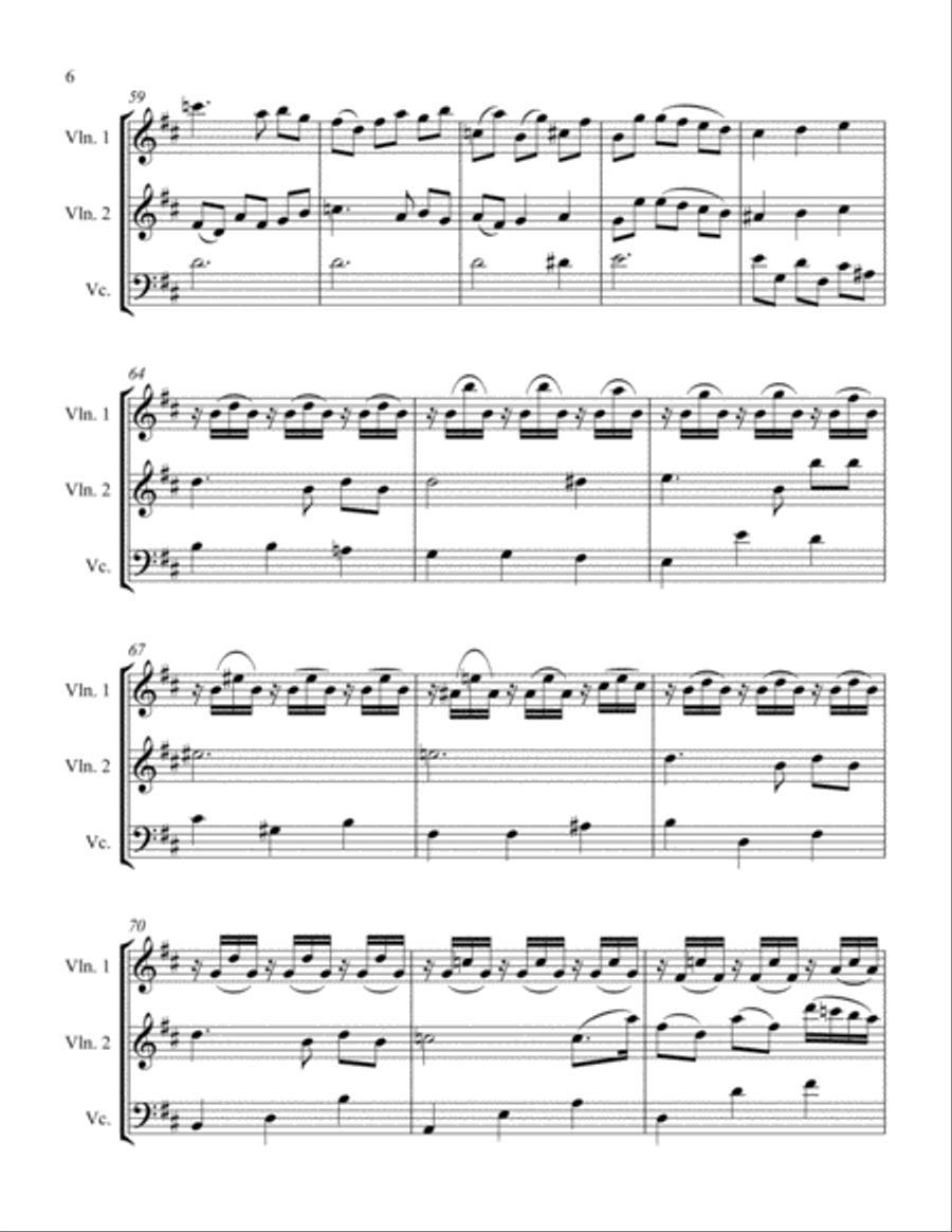 Sonata #2 Movement 1 String Trio scores gallery preview page 6