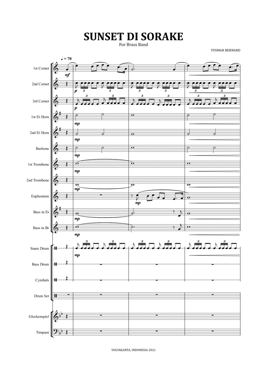 Sunset Di Sorake Sunset Di Sorake Brass Band scores gallery preview page 1