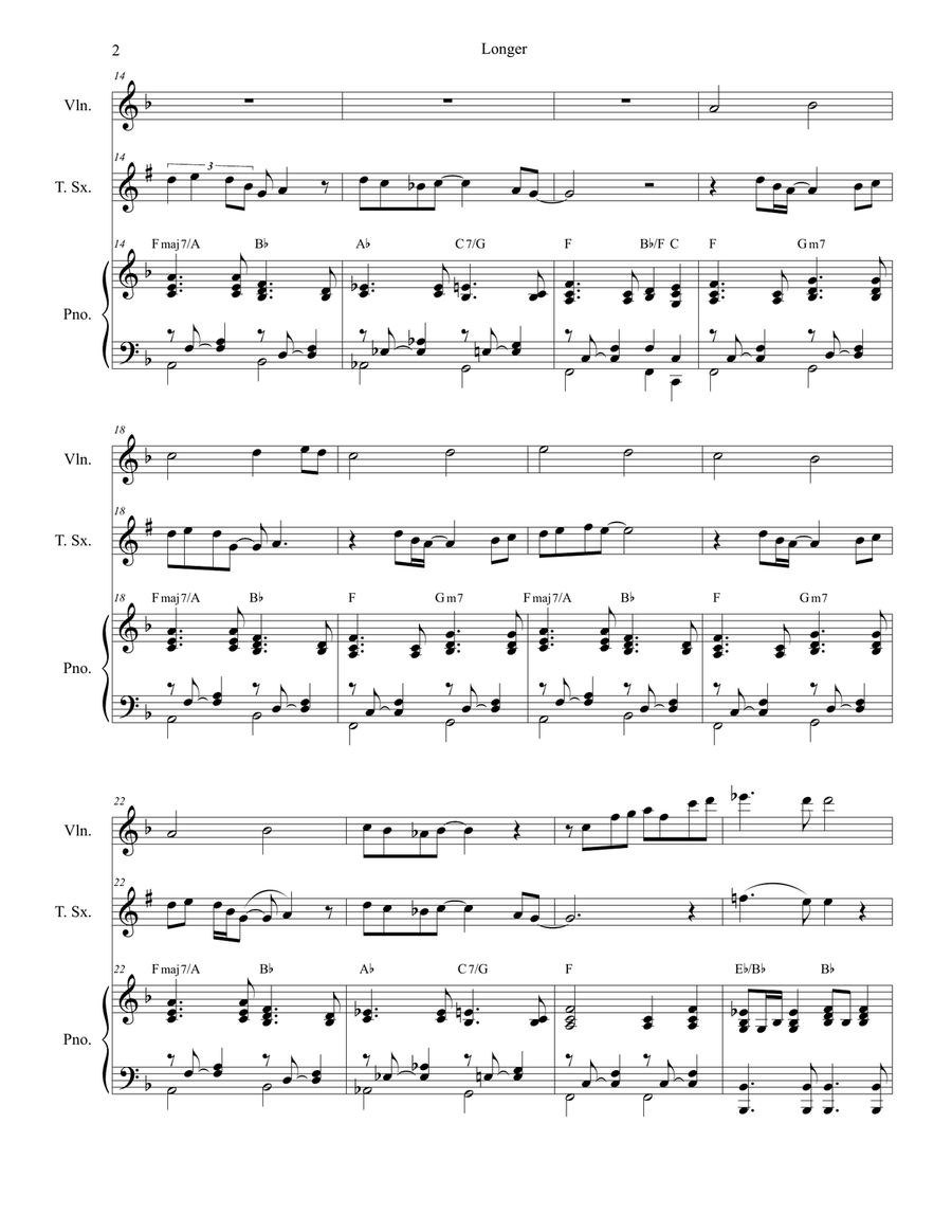 Longer Longer Tenor Saxophone scores gallery preview page 2