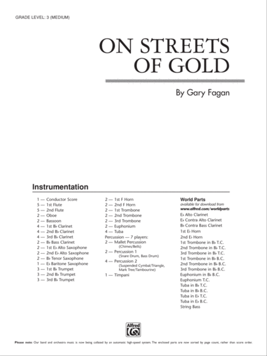 On Streets of Gold: Score Concert Band scores gallery preview page 1